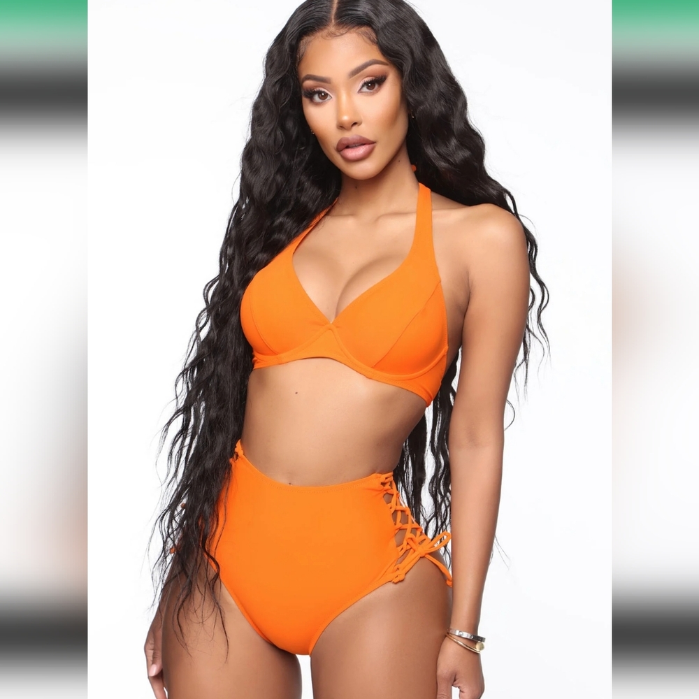 New 2 piece criss-cross bathing suit